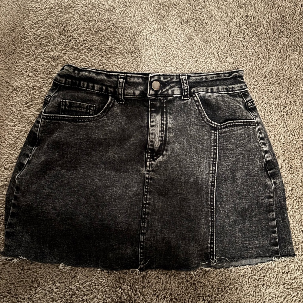 Classic Black Denim Skirt